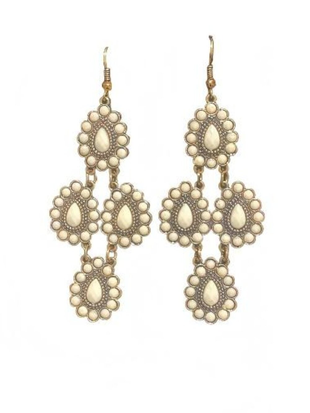 Ivory Blush Teardrop Bohemian Chandelier Earrings
